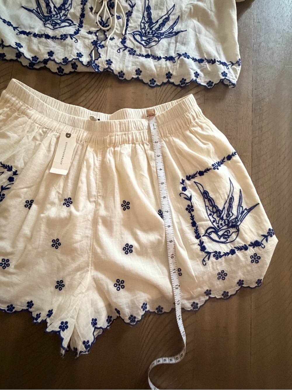 NWT Maeve Anthropologie Embroidered Bird Cotton Top Shorts Set Medium M - Picture 15 of 17